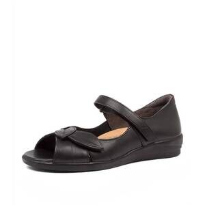 NEW ZIERA women's disco w sandals in black leather